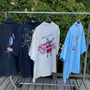 Lot of 4 Tori Richard Tommy Bahama Hawaiian Shirt Guitar Palm Tree Santa Claus